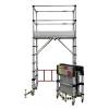 Telescopic scaffold tower, work height 4m, ultra-compact size when folded.